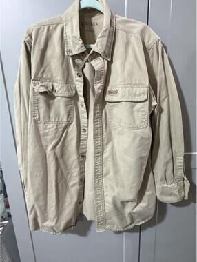 Stanley Khaki Button-Up Shirt Jacket Size L Workwear Overshirt